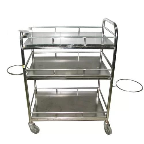 Xe tiêm INox 3 tầng có vành cài xô
