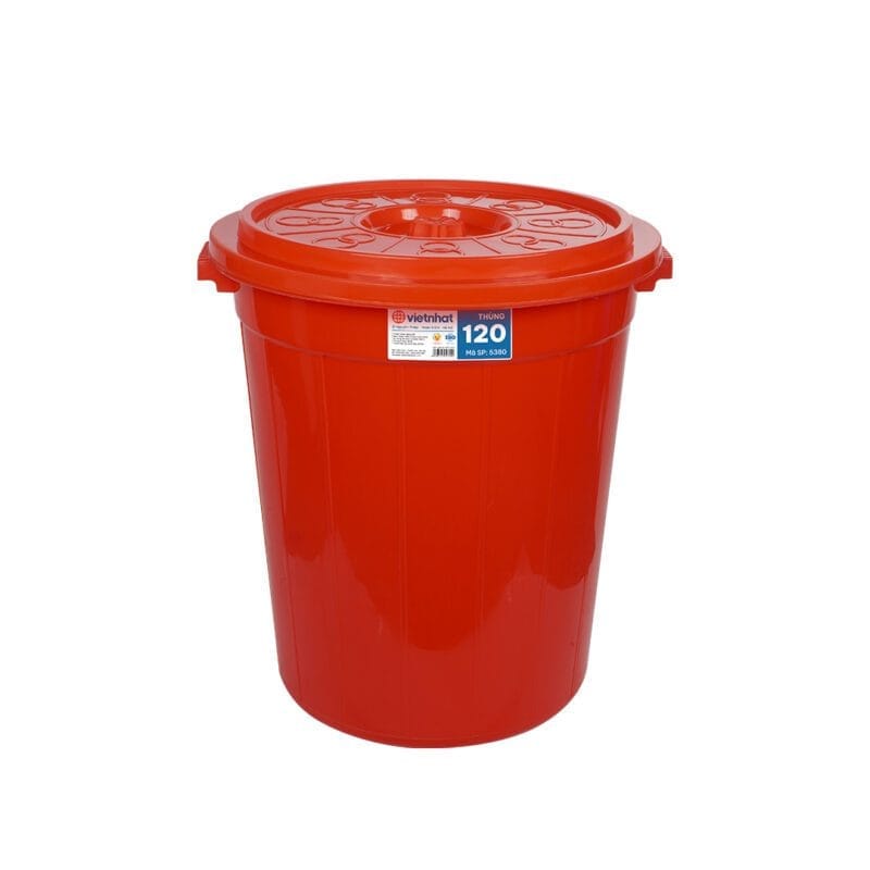 Thùng nhựa 120L có nắp Việt Nhật 5380 Φ60 × Cao 70 cm Nhựa Việt Nhật chính hãng