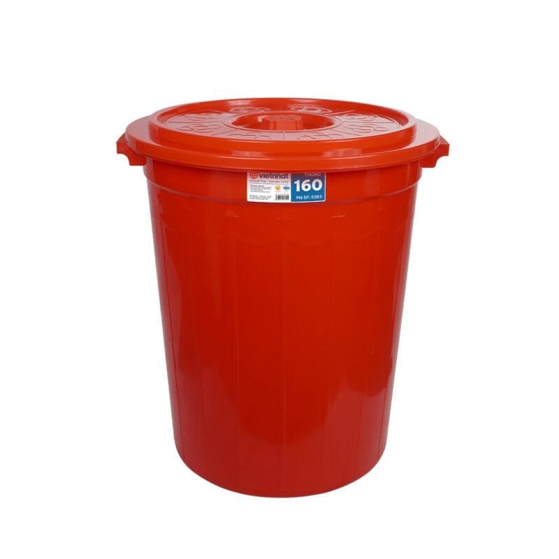 Thùng nhựa 160L có nắp Việt Nhật Φ65 × Cao 76 cm Nhựa Việt Nhật chính hãng