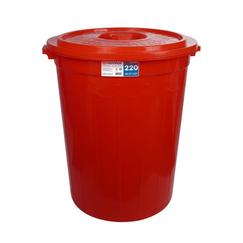 Thùng nhựa 100 lít 120 lít - Kích thước vàng cho gia đình Việt 10 Thùng 220 có nắp Việt Nhật 5387 - anh chinh dien