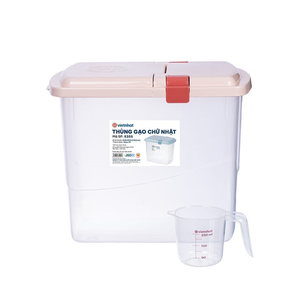 Thùng nhựa đựng gạo 20-30kg Việt Nhật 5355 2 Thùng gạo chữ nhật Việt Nhật 5355 - goc nhin tren