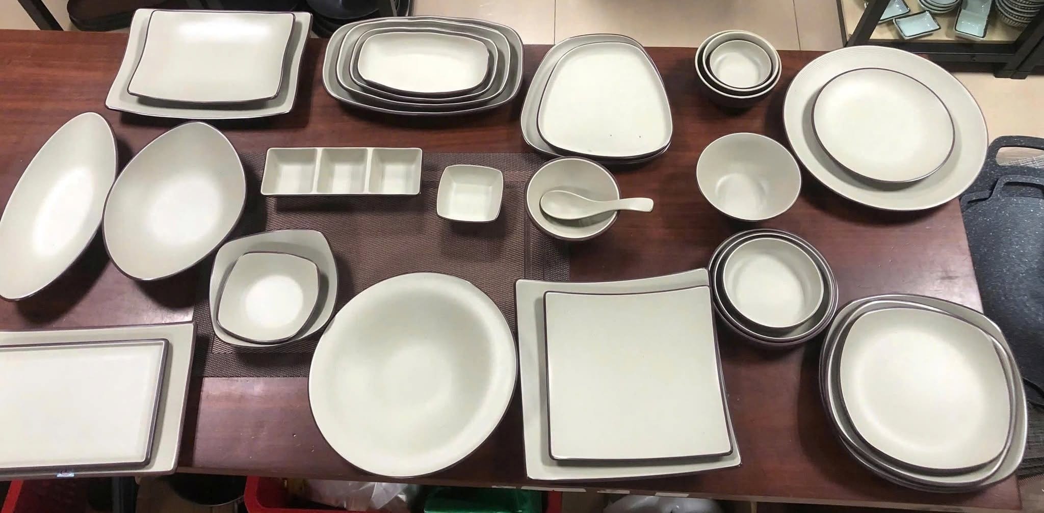 Bát đĩa nhựa phíp Fataco nhám 2 lớp - mẫu 3