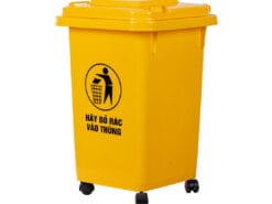 Thùng rác có bánh xe 60 lít Việt Nhật 5345 - Thùng rác nhựa 60 lít có bánh xe cho căn tin, nhà máy