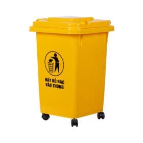 Thùng rác có bánh xe 60 lít Việt Nhật 5345 - Thùng rác nhựa 60 lít có bánh xe cho căn tin, nhà máy