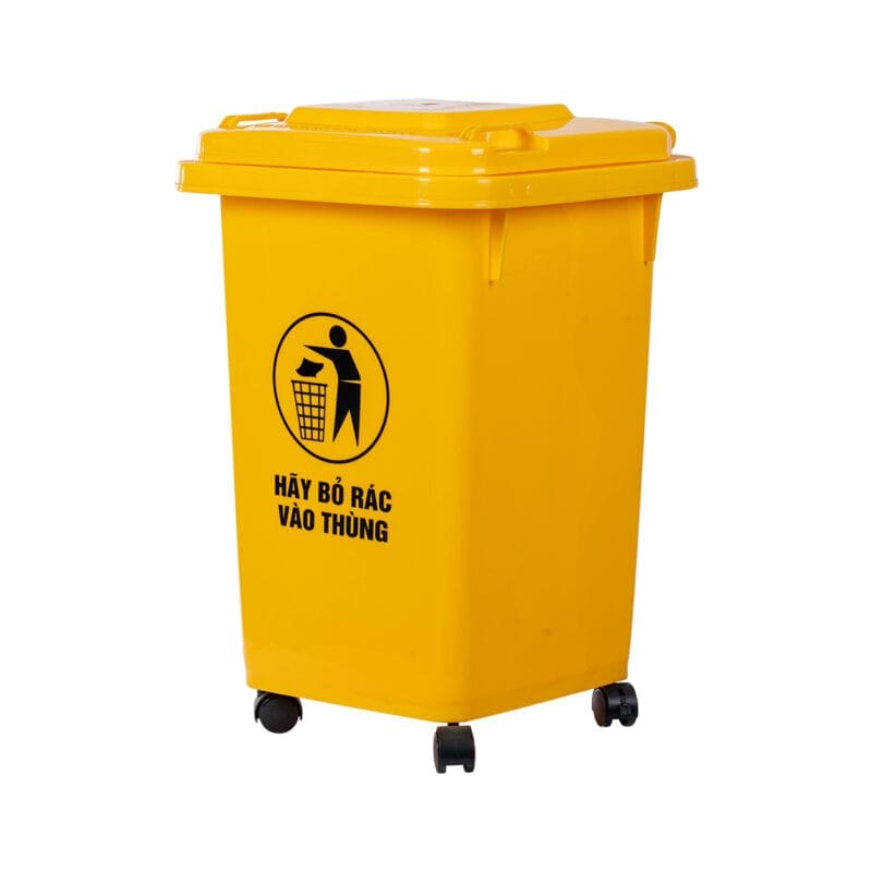 Thùng rác có bánh xe 60 lít Việt Nhật 5345 47 × 42 × Cao 65 cm Nhựa Việt Nhật chính hãng