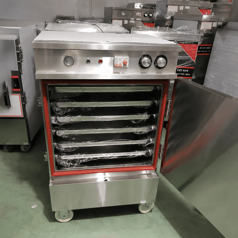 tủ nấu cơm công nghiệp 6 khay inox