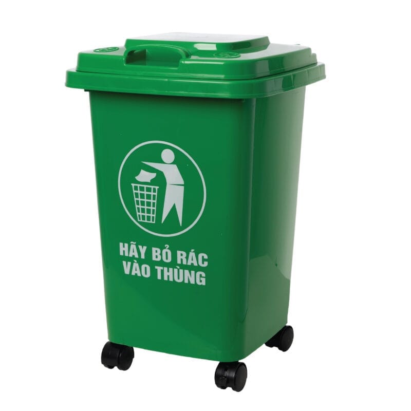 Thùng rác có bánh xe 40 lít Việt Nhật 5342 42 × 38 × Cao 58 cm Nhựa Việt Nhật chính hãng