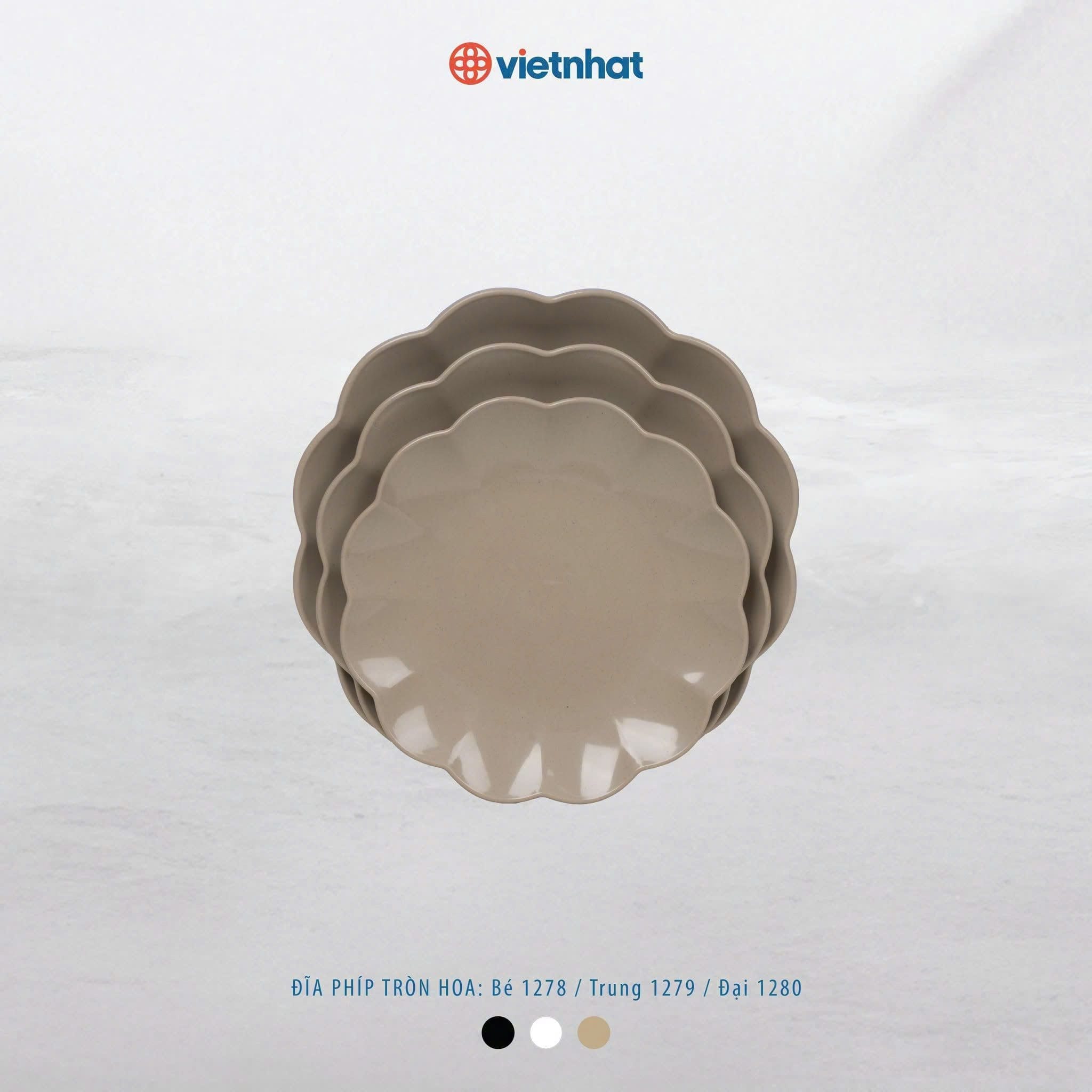 Đĩa nhựa phíp tròn hoa bé Việt Nhật 1278 🍽️ Quán Ăn 2 Đĩa nhựa phíp tròn hoa bé Việt Nhật 1278 - goc nhin tren