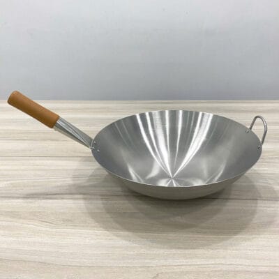 Chảo Inox 1 Tay Cầm Cán Gỗ 43cm
