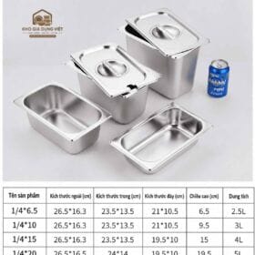 Nắp khay inox GN 1/4 đựng topping dùng cho khay đựng thức ăn nhỏ, quán trà sữa