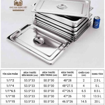 Nắp Khay Inox GN 1/1 Đựng Topping