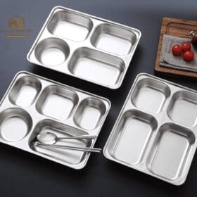 Kích thước thông số Khay Cơm 5 Ngăn Sâu Lòng Size To Inox 201 mã KC5-201-SAU-LON