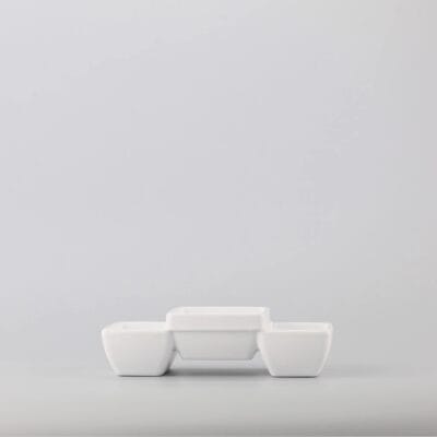 Dĩa Chữ Nhật Cạn Gân Superware Melamine Trắng Sứ