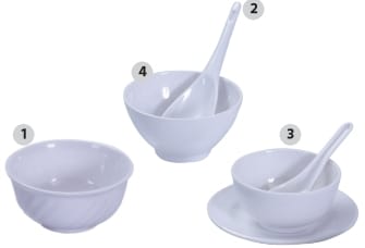Bộ Chén Cơm Vá Dĩa Muỗng Fataco Melamine Trắng