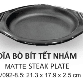 Dĩa Bò Bít Tết Superware melamine đen nhám 21.3 x 17.9 x 2.5 cm