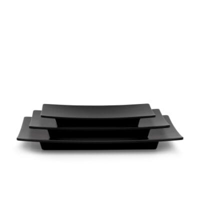 Dĩa Chữ Nhật Có Đế Màu Đen Nhám Fataco Melamine