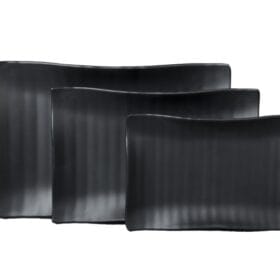 Dĩa Chữ Nhật Cong màu đen nhám Fataco melamine 19.0 x 13.0 x 2.3 cm