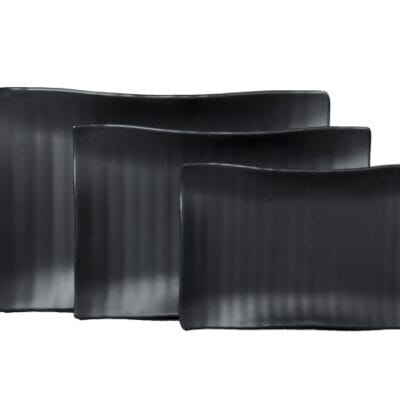 Dĩa Chữ Nhật Cong Màu Đen Nhám Fataco Melamine