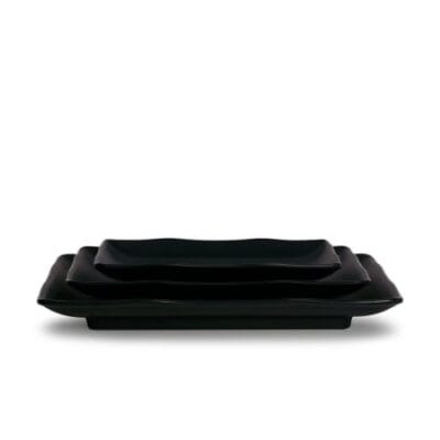 Dĩa Chữ Nhật Màu Đen Nhám Fataco Melamine