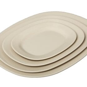 Dĩa Chữ Nhật Oval Fataco melamine màu kem 20.8 x 16.9 x 1.9 cm