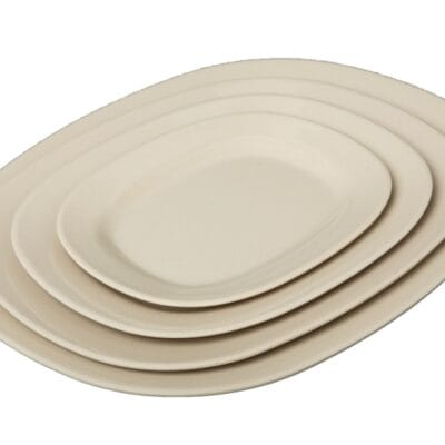 Dĩa Chữ Nhật Oval Màu Kem Fataco Melamine