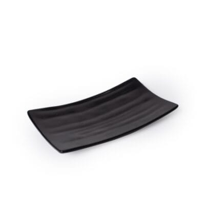 Dĩa Chữ Nhật Cong Có Vân Màu Đen Nhám Fataco Melamine