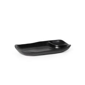 Dĩa Có Ngăn Chứa Sốt màu đen nhám Fataco melamine 18.9 x 11.2 x 2.6 cm