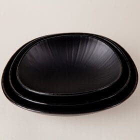 Dĩa Gân màu đen nhám Fataco melamine 16.4 x 12.8 x 4.6 cm