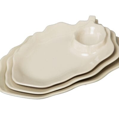 Dĩa Lá Ngăn Sốt Màu Kem Fataco Melamine