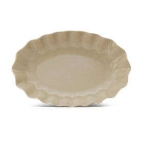 Dĩa Oval Hoa Fataco melamine màu kem 19.6 x 13.5 x 3.0 cm