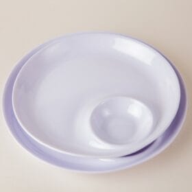 Dĩa Tròn Có Ngăn Chấm DTC117 Fataco melamine trắng 22.5 x 3.0 cm