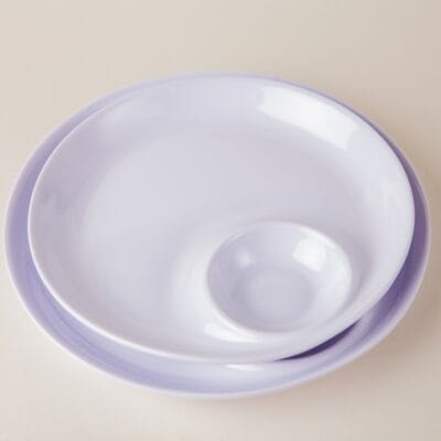 Dĩa Tròn Có Ngăn Chấm DTC117 Fataco Melamine Trắng