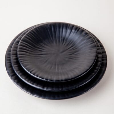 Dĩa Tròn Có Vân Màu Đen Nhám Fataco Melamine