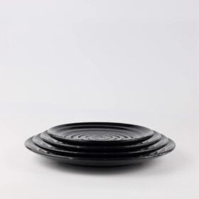 Dĩa Tròn Có Vân Superware melamine đen bóng 15 x 15 x 2 cm