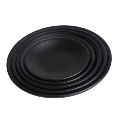 Dĩa Tròn Gân Màu Đen Nhám Fataco Melamine