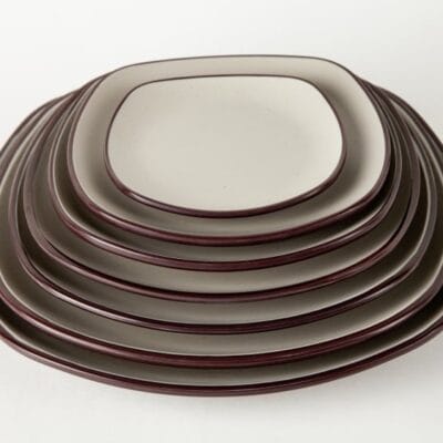 Dĩa Vuông Bầu DV242 Nhám Hai Lớp Fataco Melamine 5 Cỡ