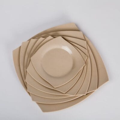 Dĩa Vuông Cạn Màu Kem Fataco Melamine