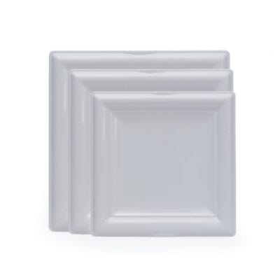Dĩa Vuông Cạnh Cong DV167 Fataco Melamine Trắng 3 Cỡ