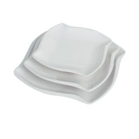 Dĩa Vuông Cong DV137 Fataco melamine trắng 18.2 x 18.2 x 2.4 cm