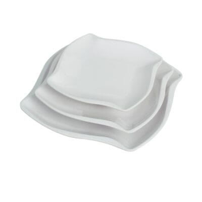 Dĩa Vuông Cong DV137 Fataco Melamine Trắng 3 Cỡ