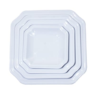 Dĩa Vuông Góc Bầu DV16 Fataco Melamine Trắng 4 Cỡ
