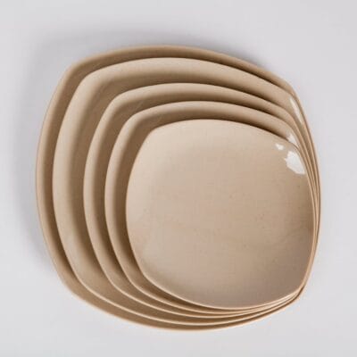 Dĩa Vuông Ảo Màu Kem Fataco Melamine
