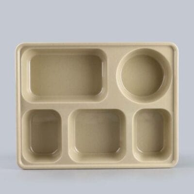 Khay Cơm Phần 5 Ngăn Nhựa Melamine Nâu Đá Superware TV058-15 - Khay Cơm Bếp Ăn