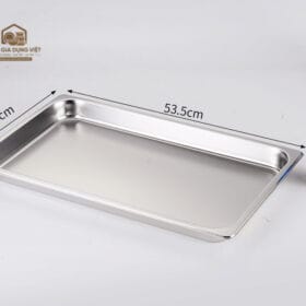 Khay inox GN 1/1 cao 6.5cm đựng topping, thức ăn nhà hàng, buffet, quán cơm