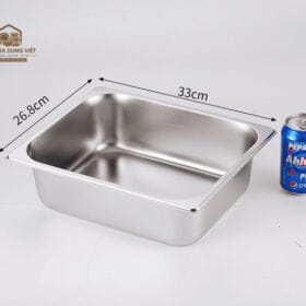 Khay inox GN 1/2 cao 10cm đựng topping, thức ăn nhà hàng, buffet
