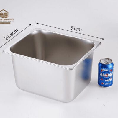 Khay Inox GN 1/2 Đựng Topping 32.5x26.5cm Cao 20cm