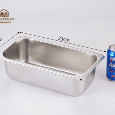 Khay Inox GN 1/3 Đựng Topping 32.5x17.5cm Cao 10cm