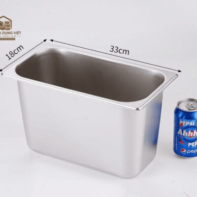 Khay Inox GN 1/3 Đựng Topping 32.5x17.5cm Cao 15cm
