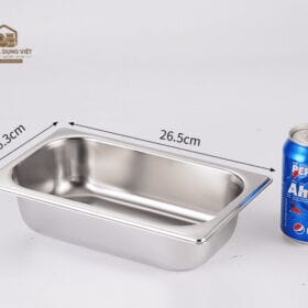 Khay inox GN 1/4 cao 6.5cm đựng topping, gia vị nhỏ