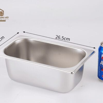Khay Inox GN 1/6 Đựng Topping 17.6x16.3cm Cao 10cm